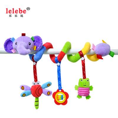 lelebe 2019 baby troller deco elephant plush animal rattle stuffed fun pendant music soft toys baby announcment ornament