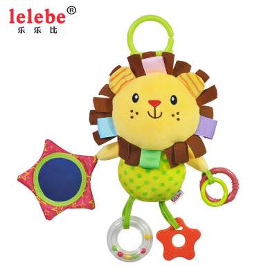 lelebe Rocking bell comfort bed bell pendant car hanging Animal NEW Plush Pet Toy cute lion bed hanging plush toy safety mirror